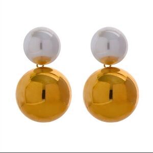 18k gold over stainless steel sphere statement earrings